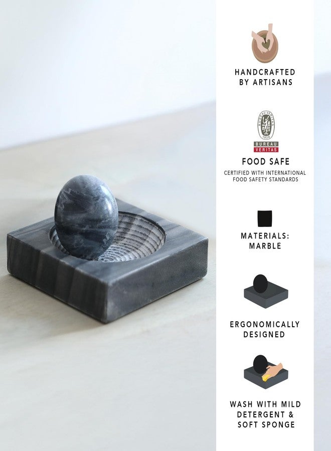 Ellementry Erebus Marble Mortar & Pestle Set, Khalbatta Stone, Imam Dasta, Okhli Masher, Kharal, Kundi Sota, Natural &Traditional Spice Grinder for Kitchen, Khal Batta Musal for Spices & Herbs - Image 2